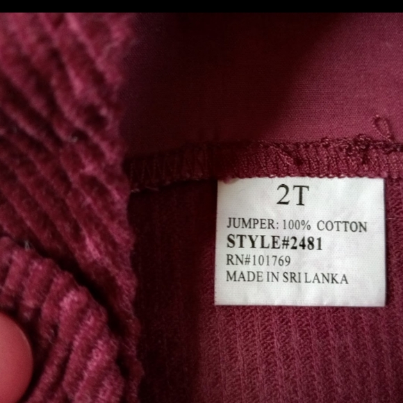 🎀 3/$20 VTG 90s Corduroy Patchwork Jumper Dress Girls' Size 2T - Picture 5 of 6